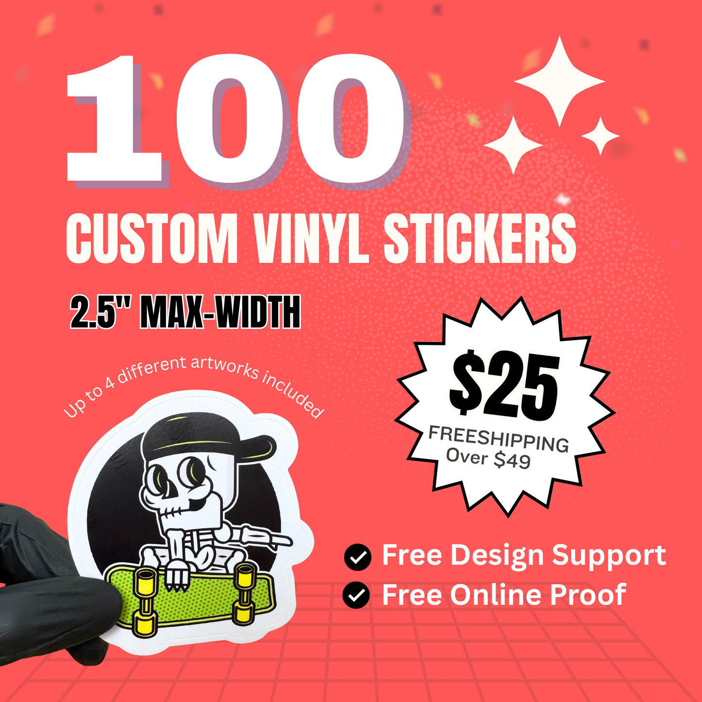 100 Stickers | 2.5" Custom Vinyl Stickers