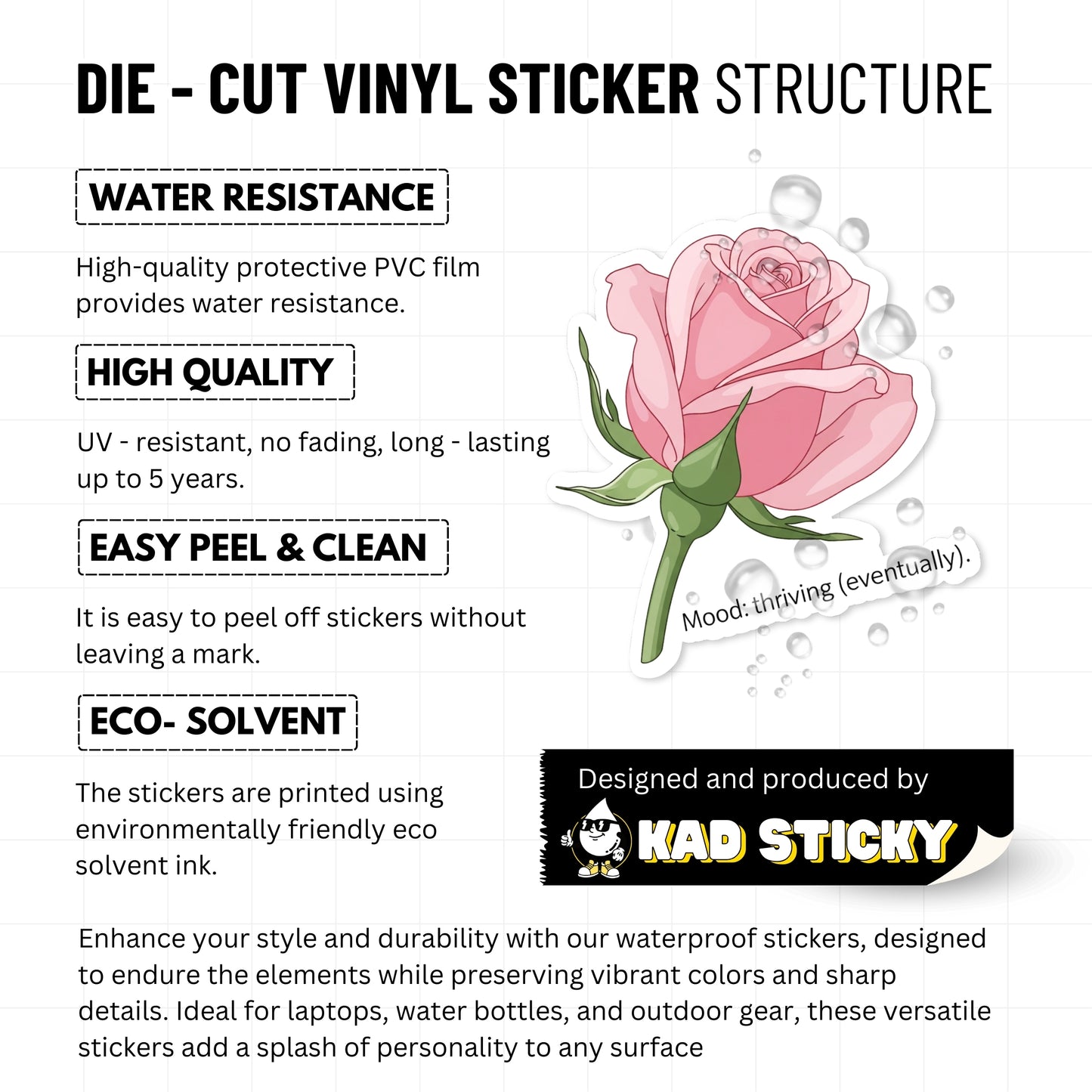 Positivity Sticker Mood Thriving (Eventually) Rosebud Decal