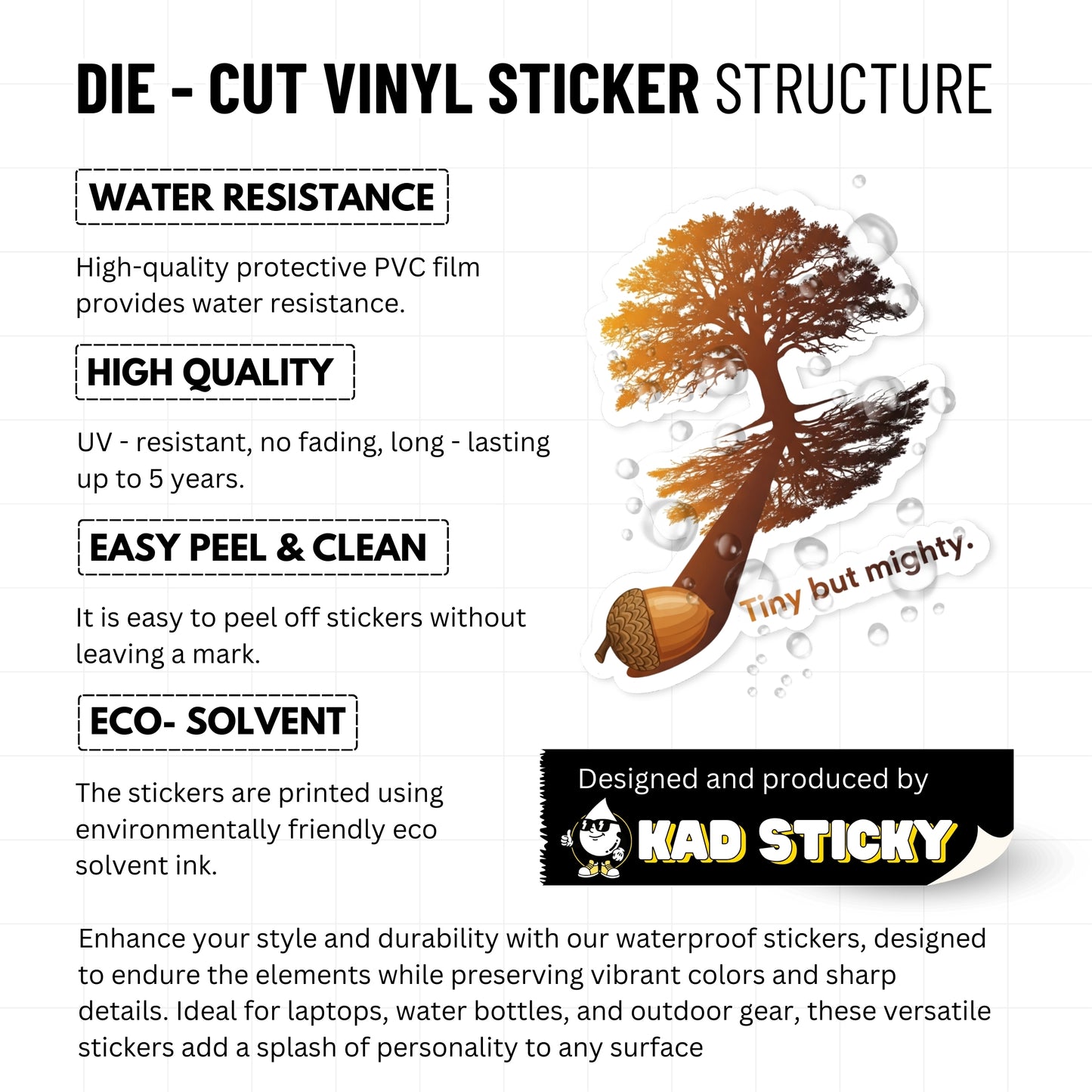 Inspirational Acorn Sticker - Tiny but Mighty Vinyl Decal