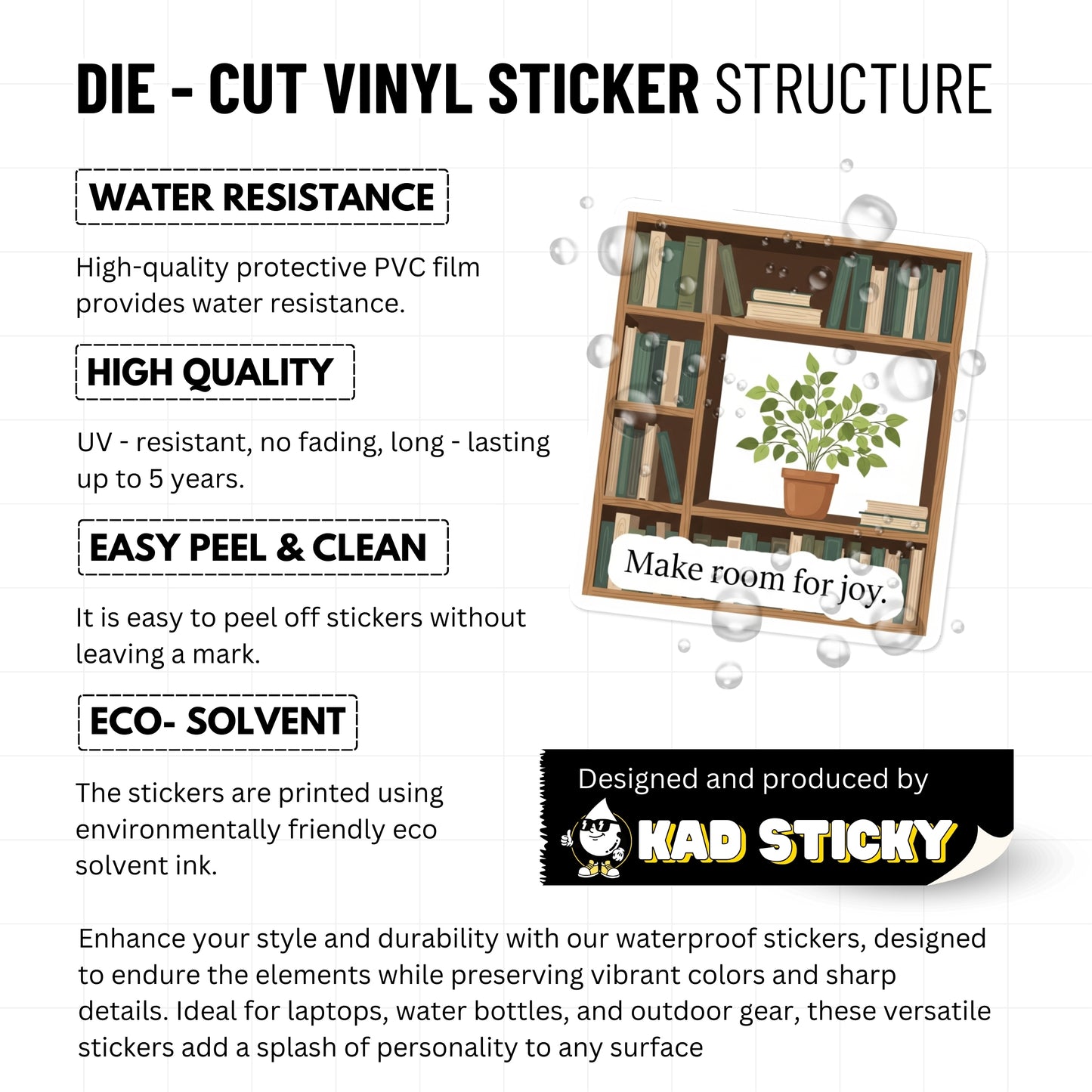 Inspirational Affirmation Sticker - Make Room For Joy Minimalist