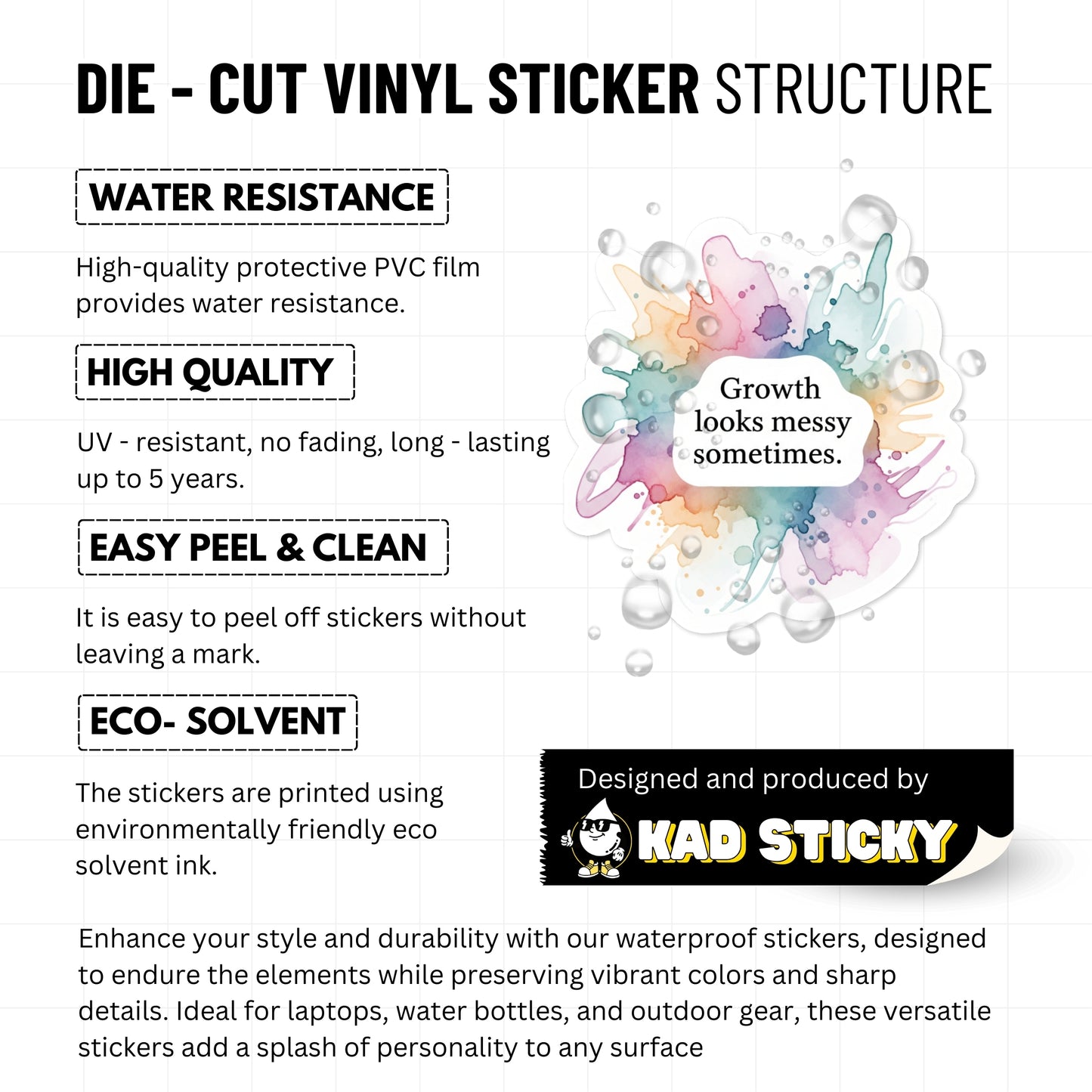 Inspirational Growth Sticker - Messy Growth Abstract Watercolor Decal