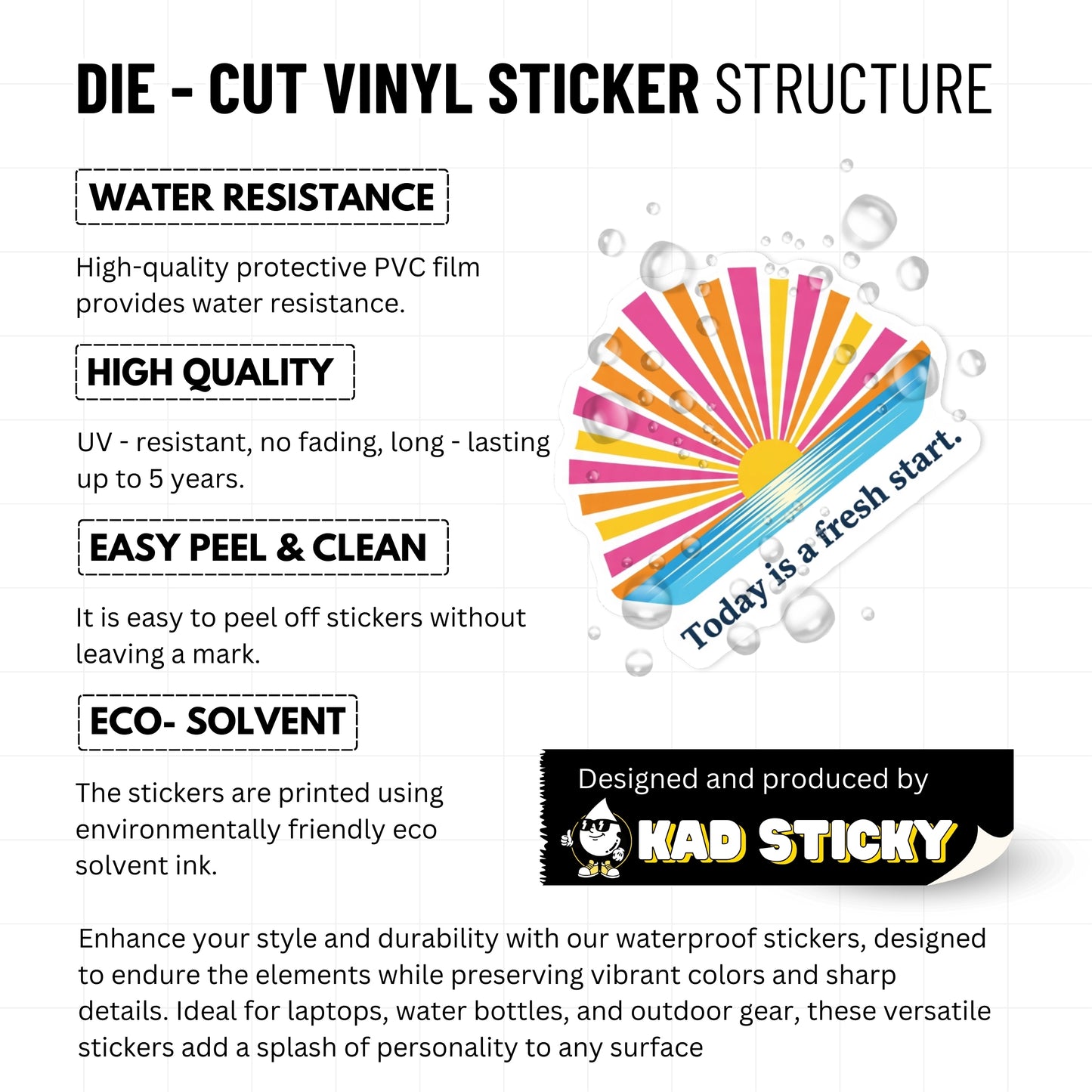 Inspirational Sunrise Sticker - Today is a Fresh Start Quote Decal