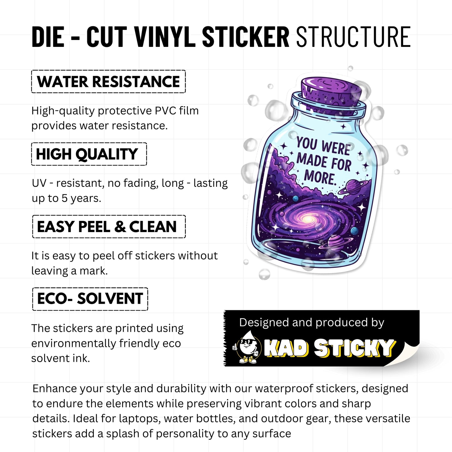 Inspirational Quote Sticker - You Were Made for More Galaxy Jar