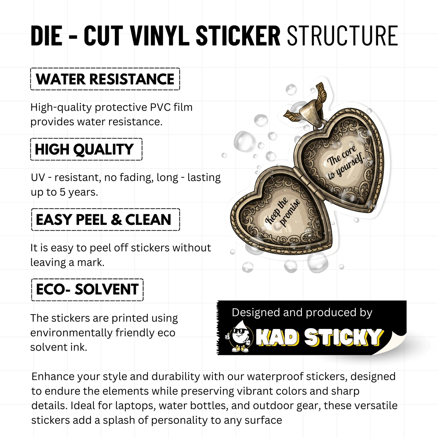 Keep The Promise To Yourself Affirmation Sticker - Vintage Gold Heart