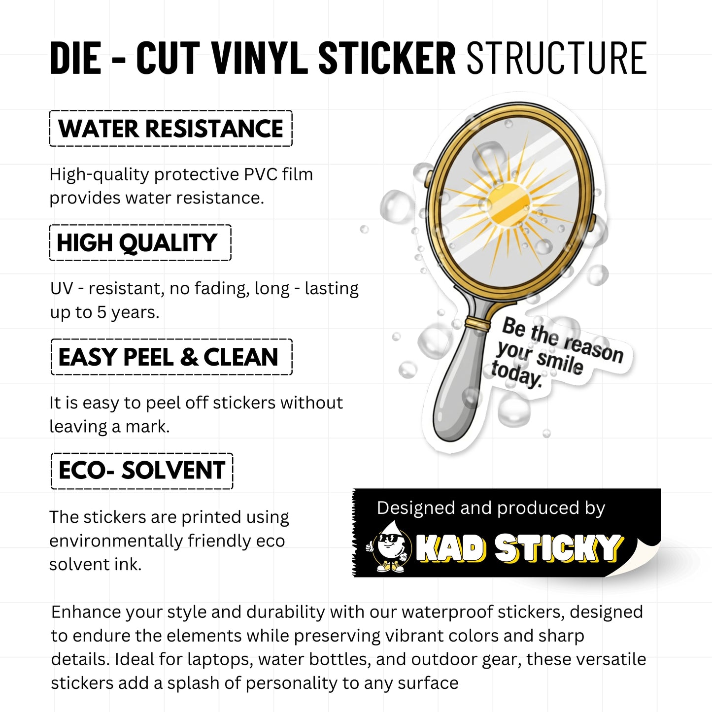 Self Love Sticker - Be The Reason You Smile Today Sun Mirror