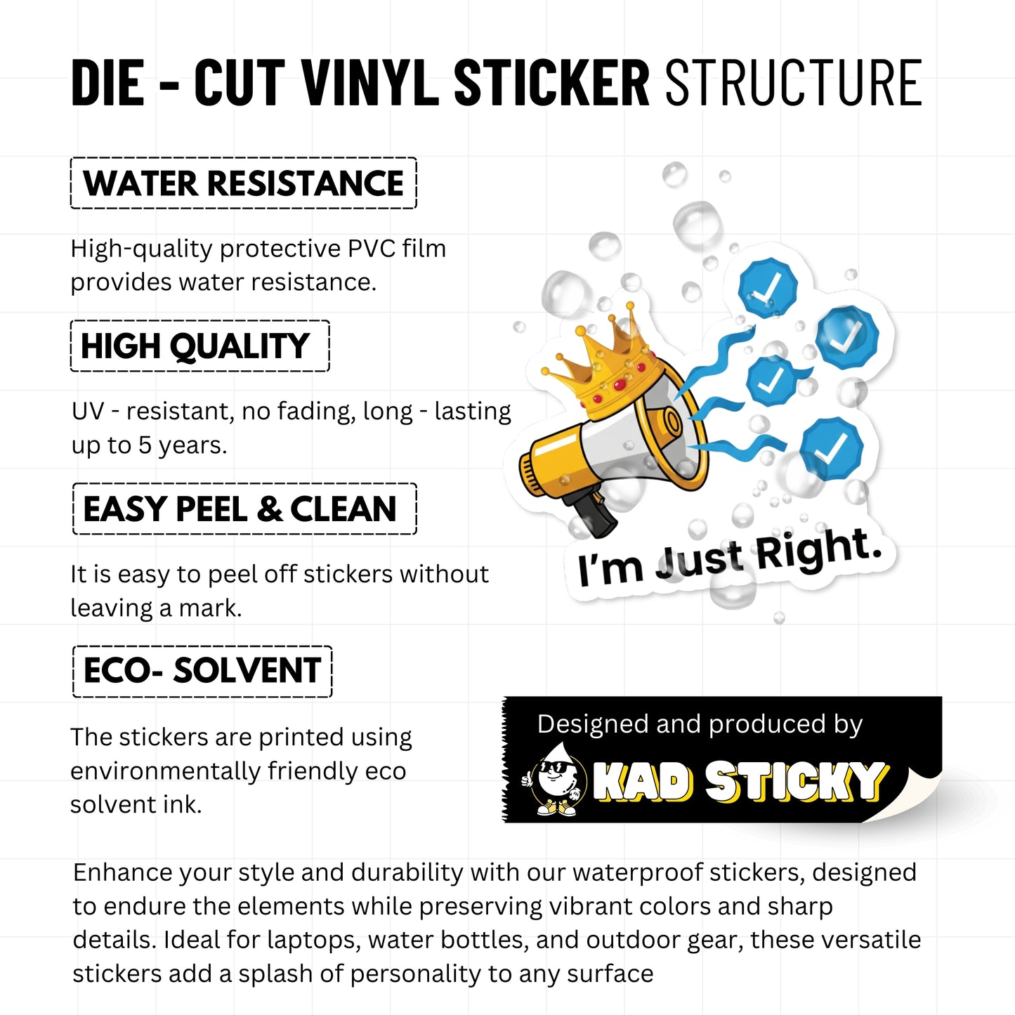 Sarcastic Sassy Sticker - I'm Just Right Bossy Megaphone Decal