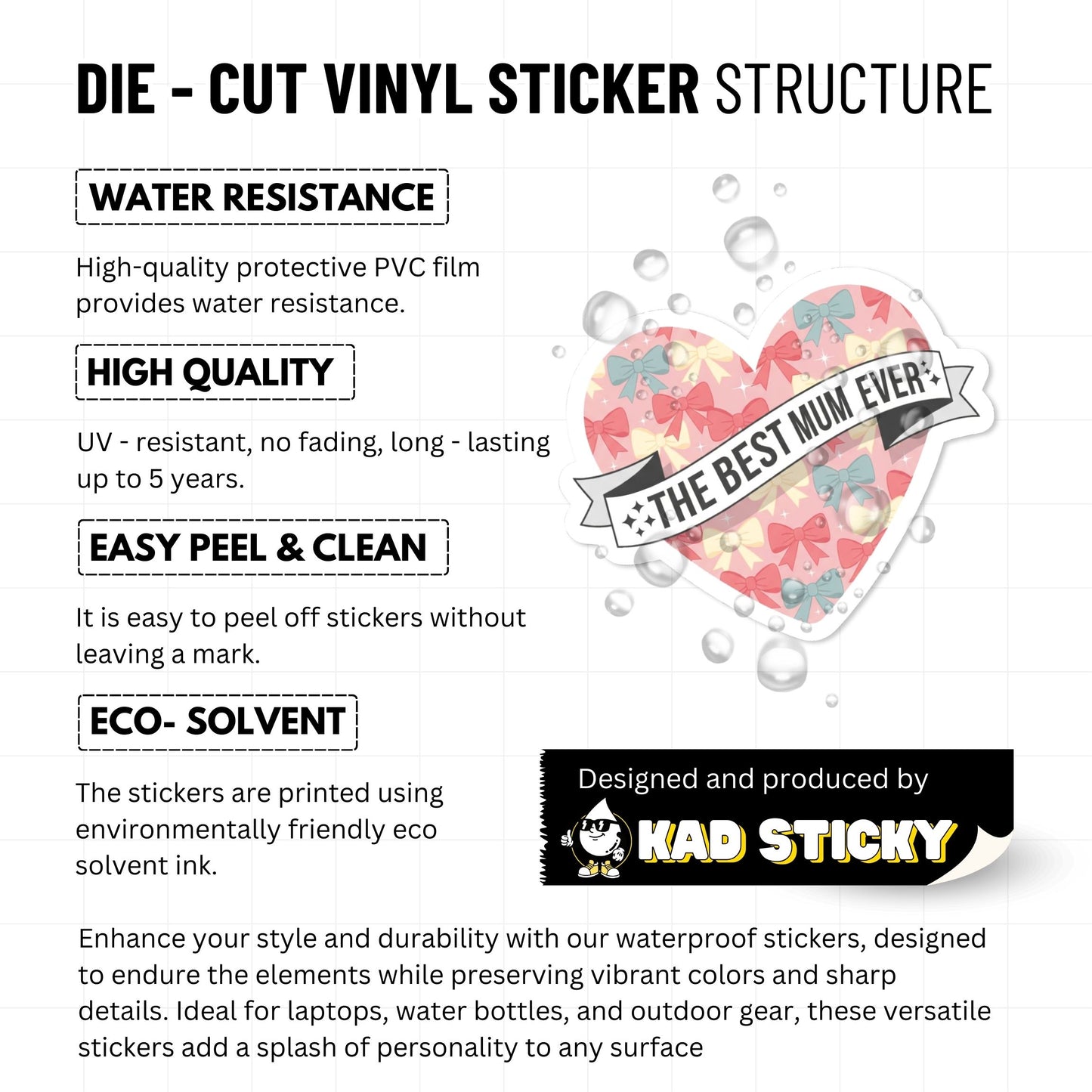 Best Mom Sticker - Pastel Heart and Ribbon Banner Decal