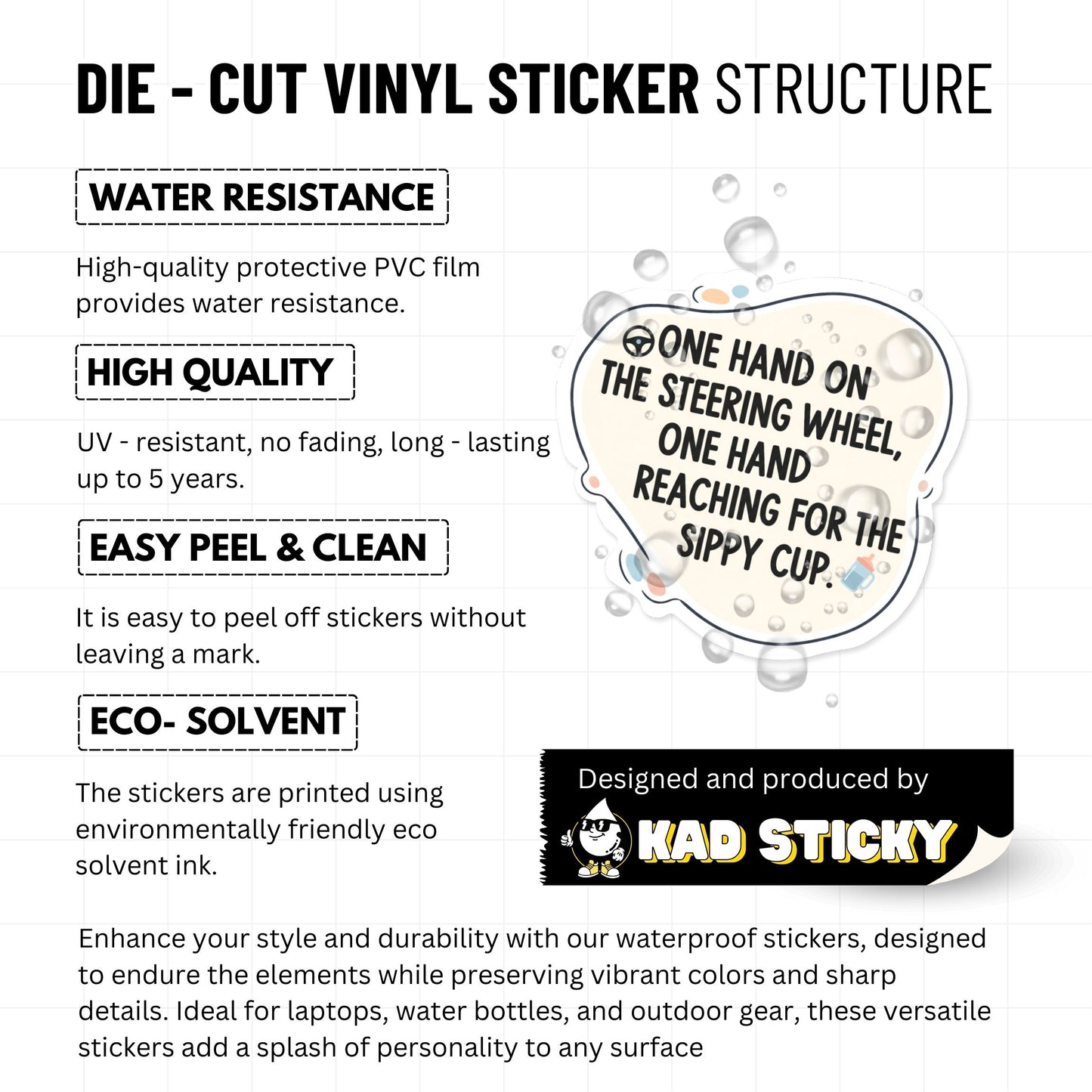 Funny Mom Sticker - One Hand on the Sippy Cup Parenting Decal