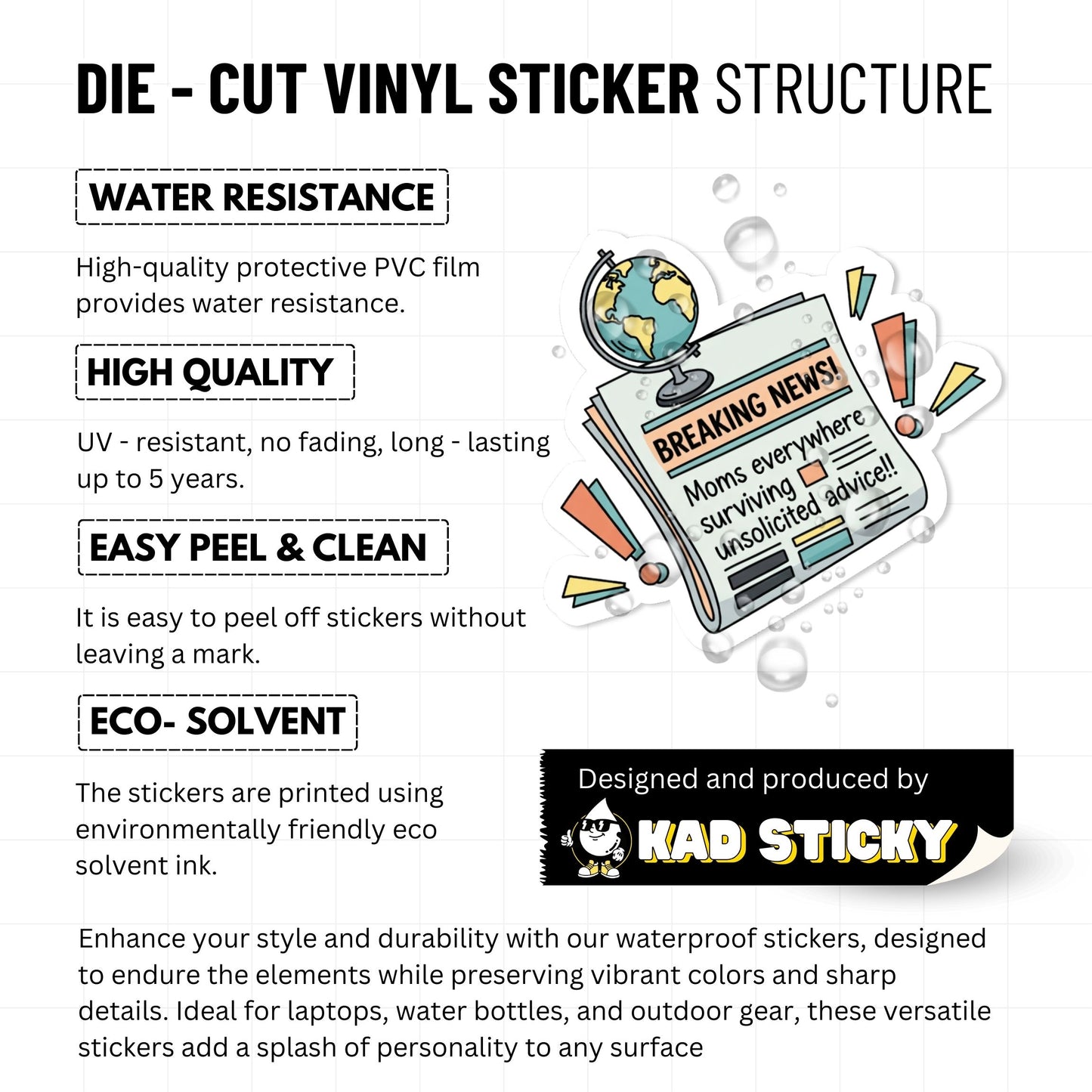 Funny Mom Sticker - Breaking News Unsolicited Advice Decal