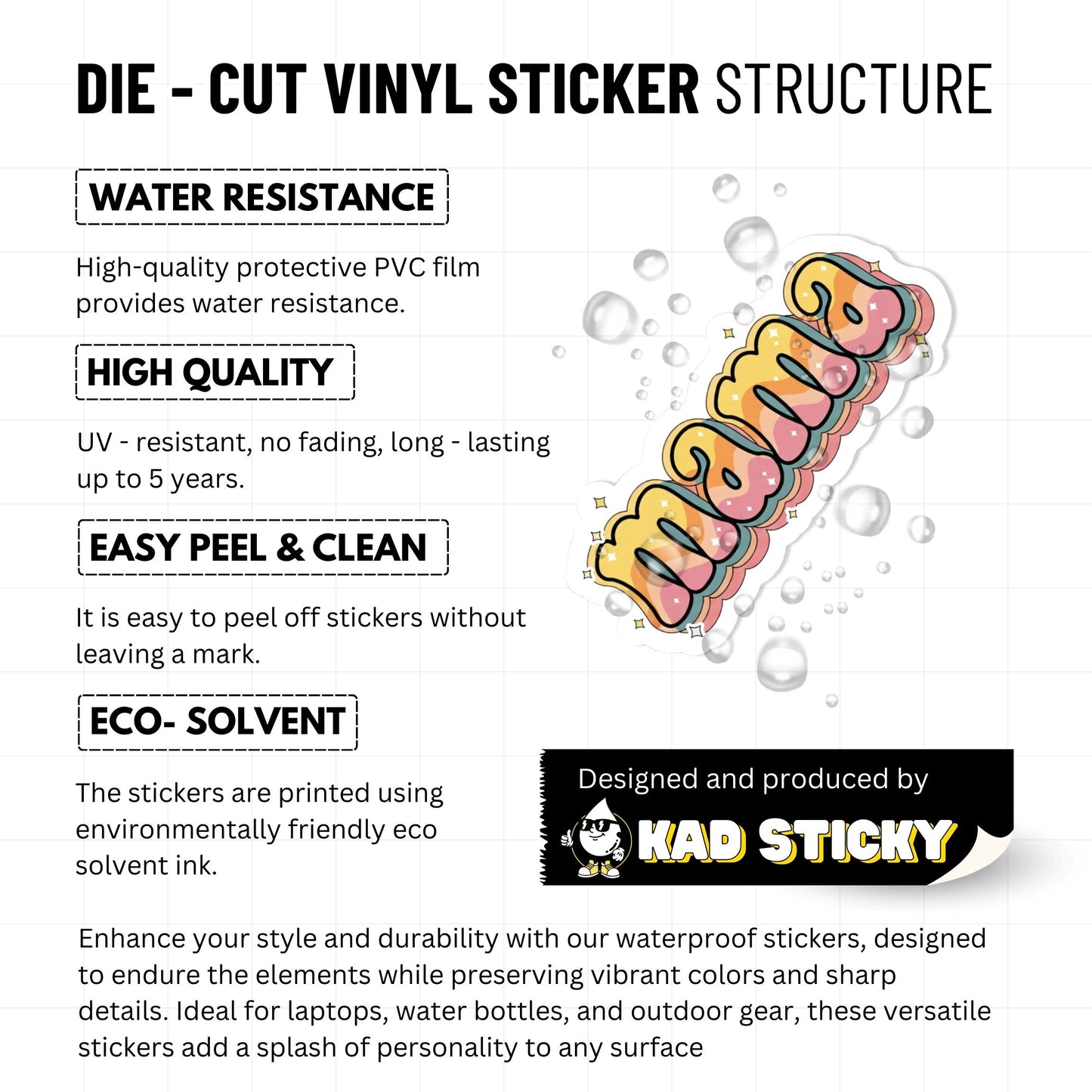 Aesthetic Groovy Mama Sticker - Retro 70s Wavy Lettering Decal