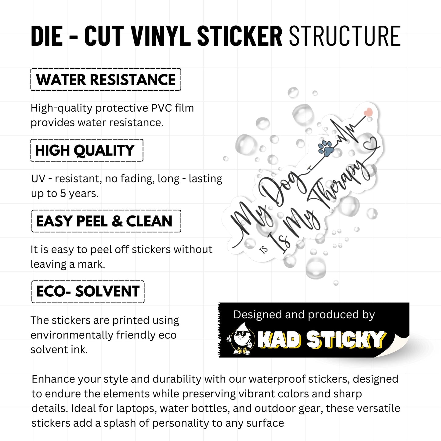 My Dog Is My Therapy Sticker - Minimalist Heartline Script Decal