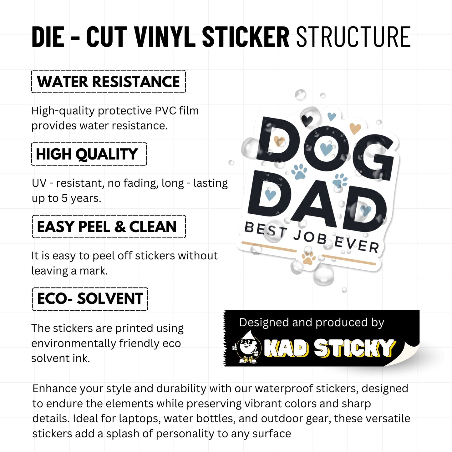 Dog Dad Best Job Ever Sticker - Minimalist Pet Parent Decal