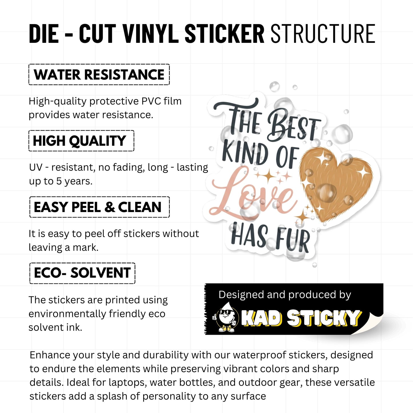 Best Kind of Love Has Fur Sticker - Soft Script Heart Pet Decal