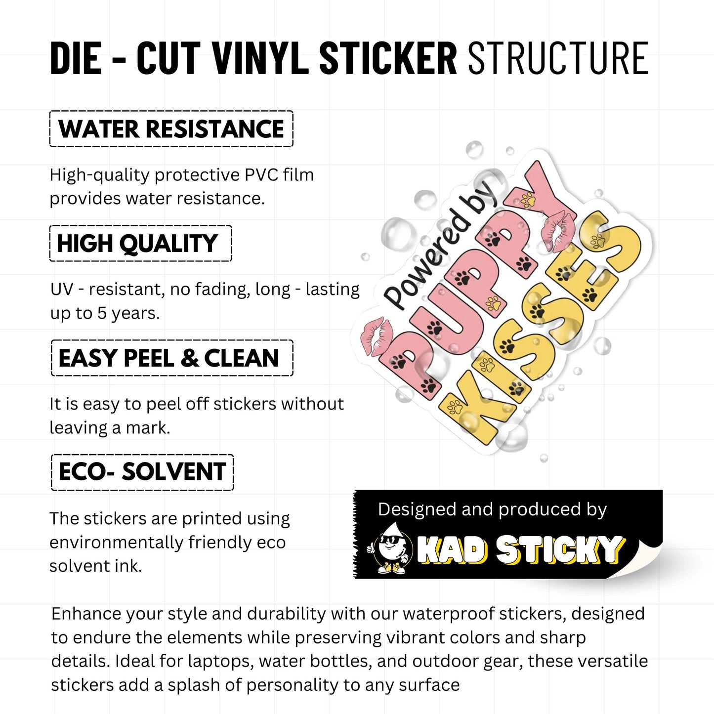 Puppy Kisses Sticker - Cute Pastel Dog Mom Water Bottle Decal