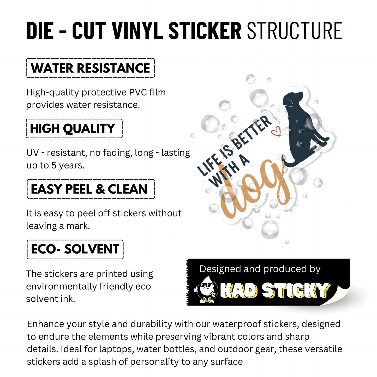 Life Is Better With a Dog Sticker - Cute Silhouette Vinyl Decal