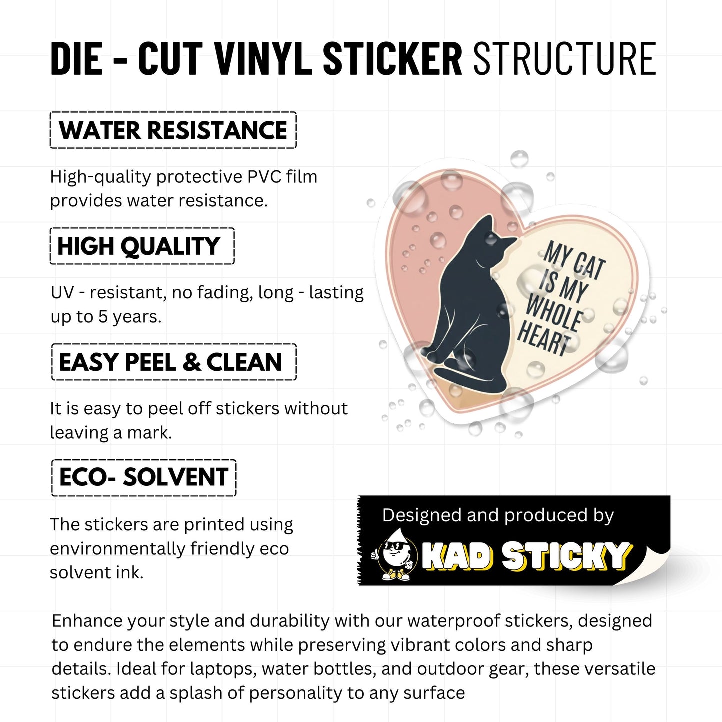 My Cat Is My Whole Heart Sticker - Heart Shaped Cat Mom Decal