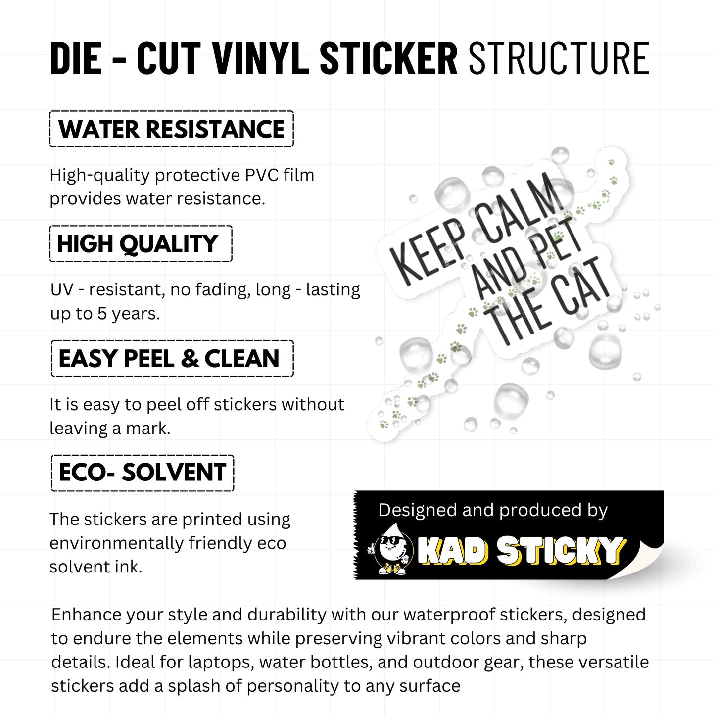 Keep Calm and Pet the Cat Funny Cat Quote Sticker