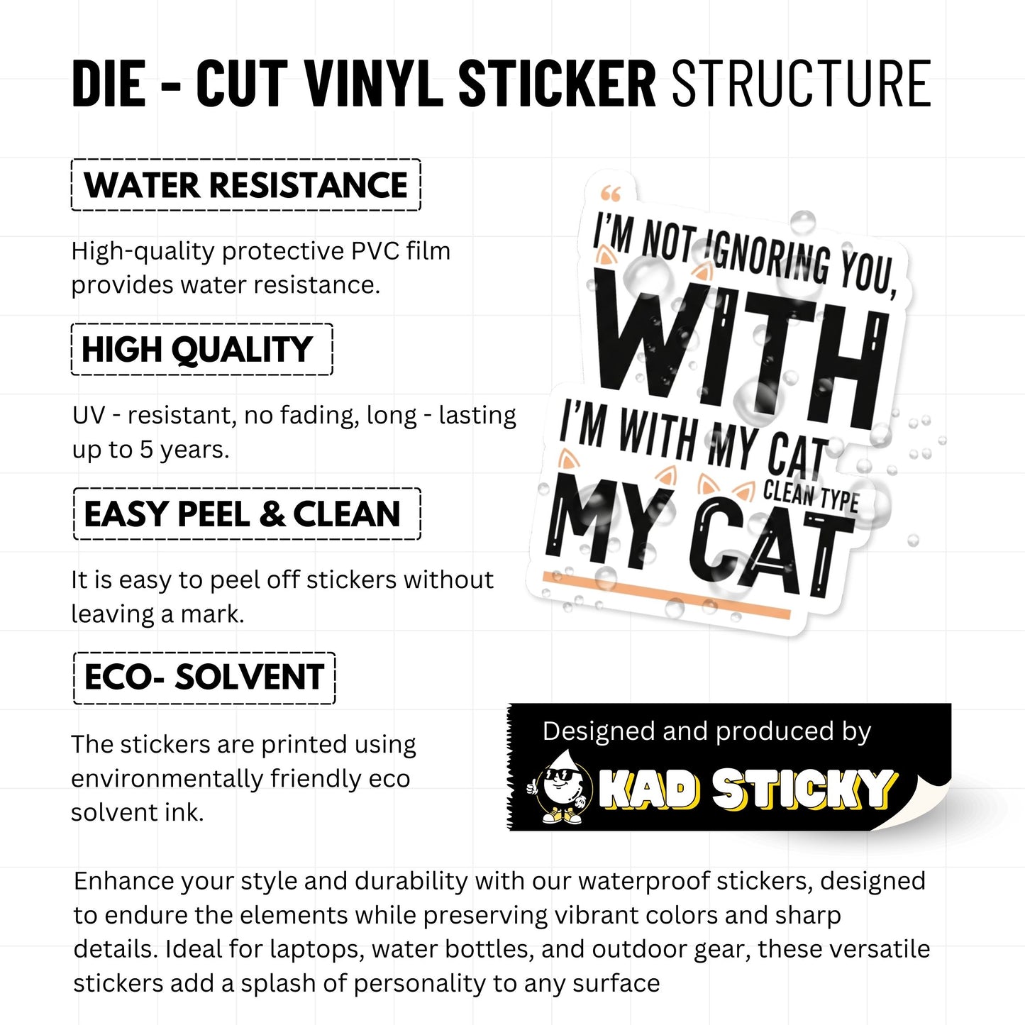 Funny Cat Sticker - I'm Not Ignoring You I'm With My Cat Vinyl Decal