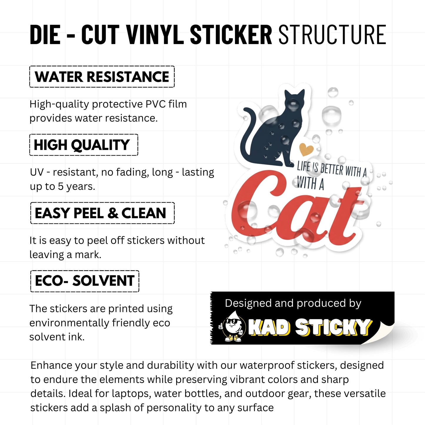 Cat Lover Sticker - Life Is Better With a Cat Vinyl Decal