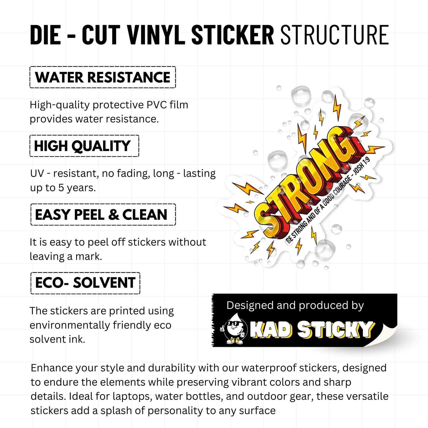 Joshua 1:9 Be Strong Christian Bible Verse Sticker - Y2K Bold Design