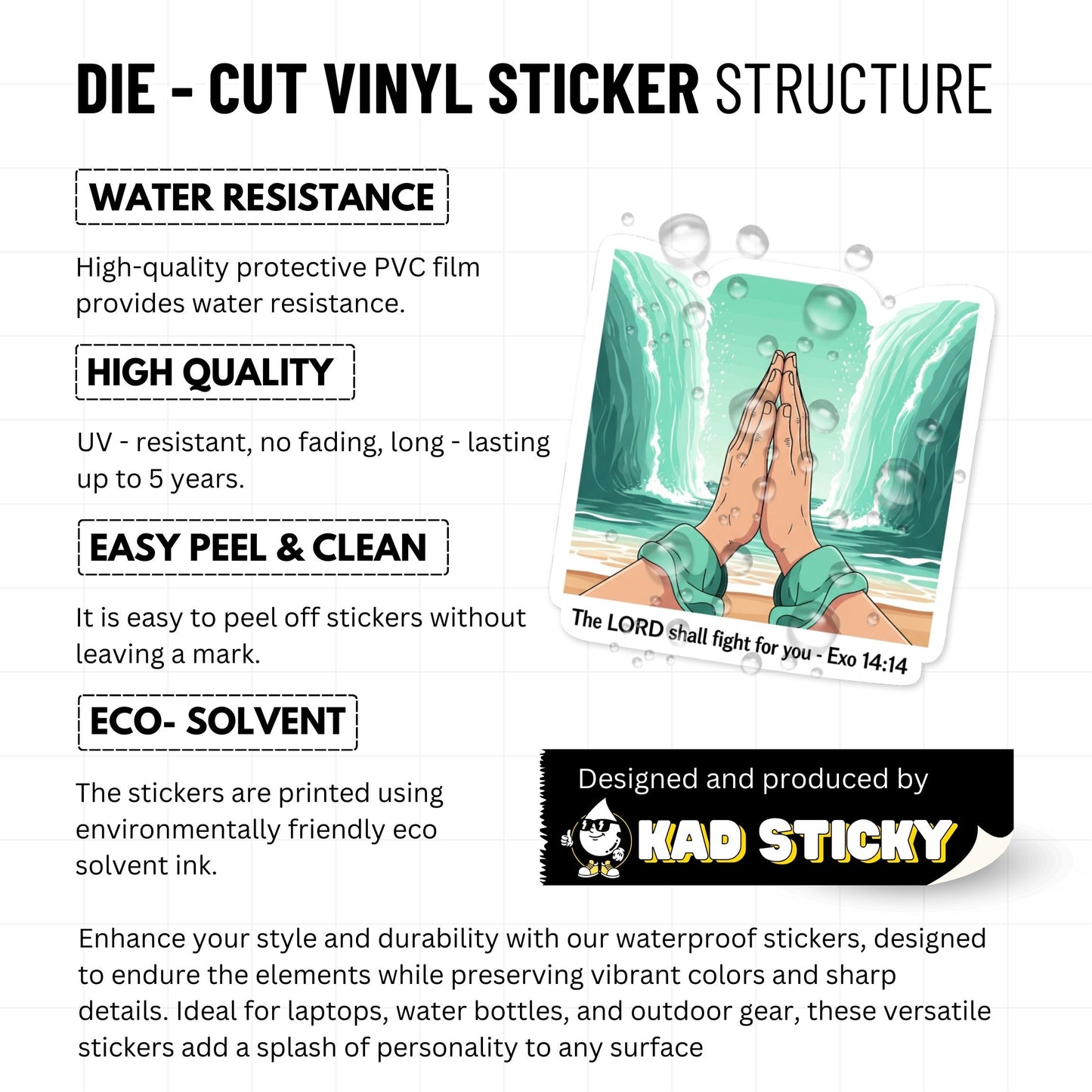 Exodus 14:14 Christian Sticker - The Lord Shall Fight For You Vinyl