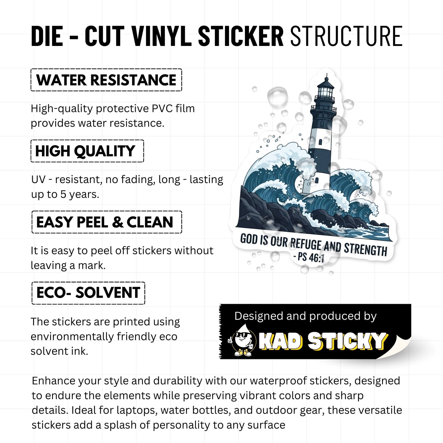 God is Our Refuge Psalm 46:1 Christian Bible Verse Sticker