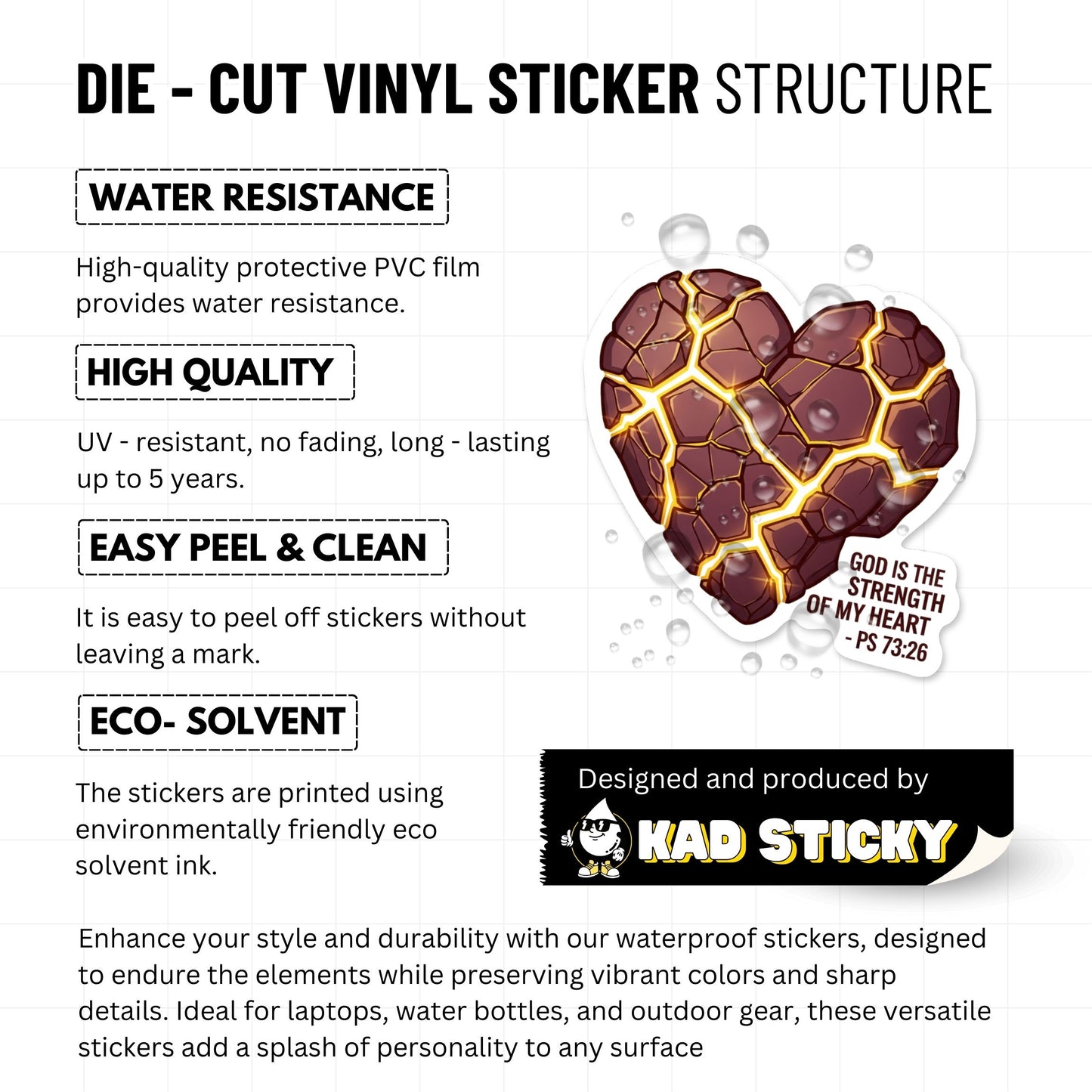 Christian Bible Verse Sticker - God Is the Strength of My Heart 73:26