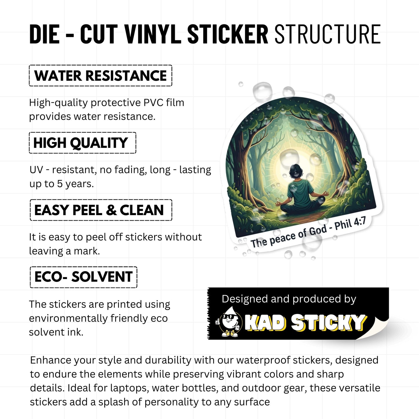 Philippians 4:7 Sticker - Peace of God Forest Scene Decal