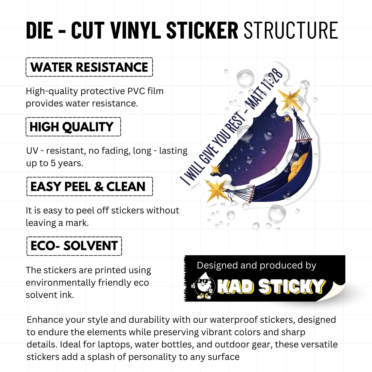 Matthew 11:28 Bible Verse Sticker - Dreamy Heavenly Rest Hammock