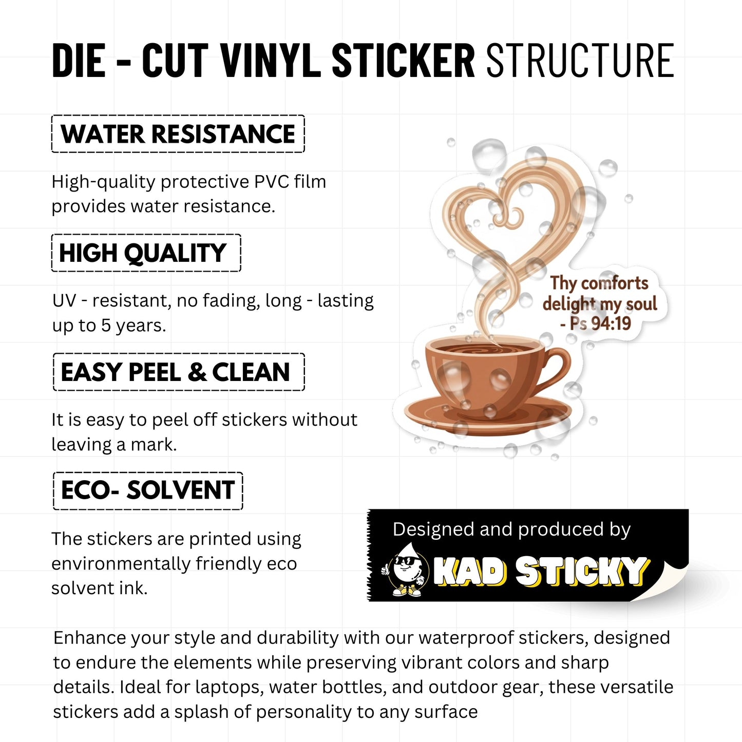 Christian Bible Verse Sticker - Psalm 94:19 Tea Cup Cozy Aesthetic