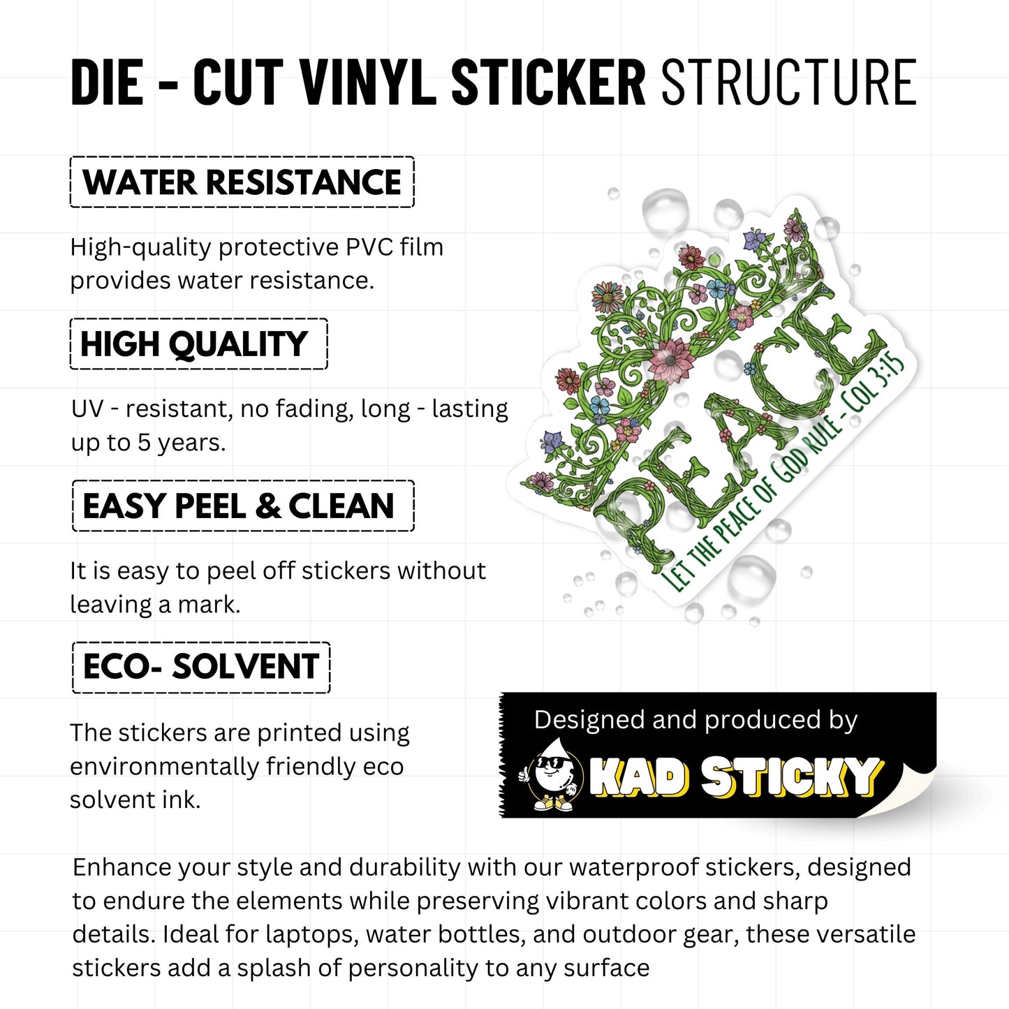 Peace of God Christian Bible Verse Sticker Colossians 3 15 Floral