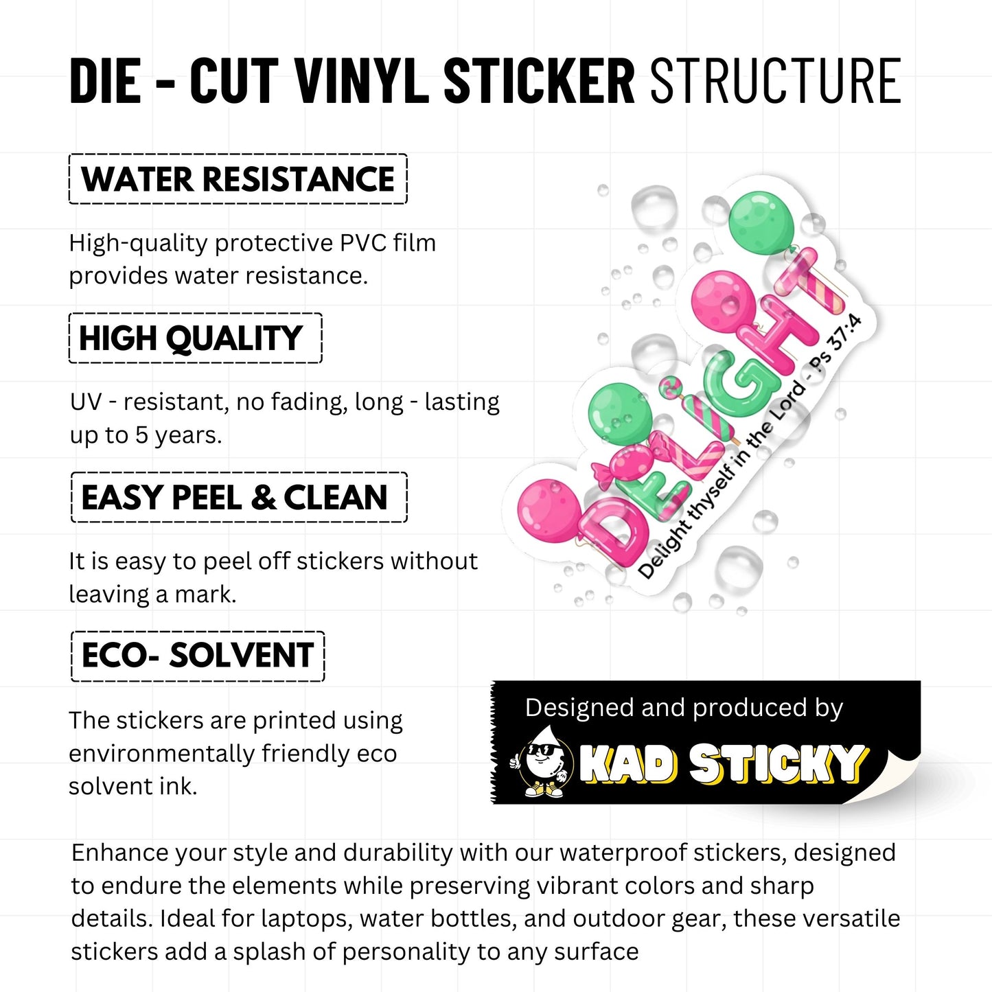 Delight Thyself in the Lord Christian Faith Sticker - Psalm 37:4