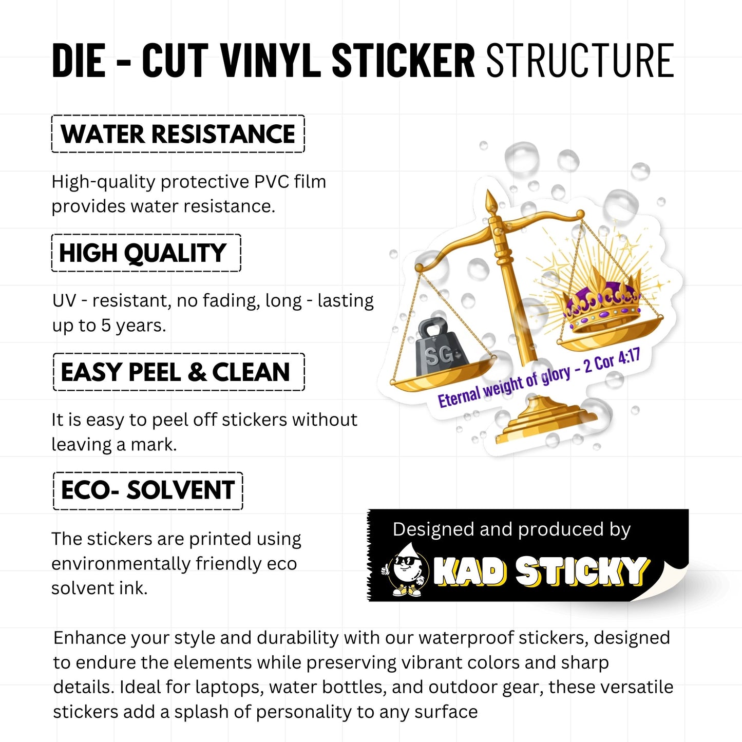 Christian Faith Sticker - 2 Cor 4:17 Eternal Weight of Glory Crown