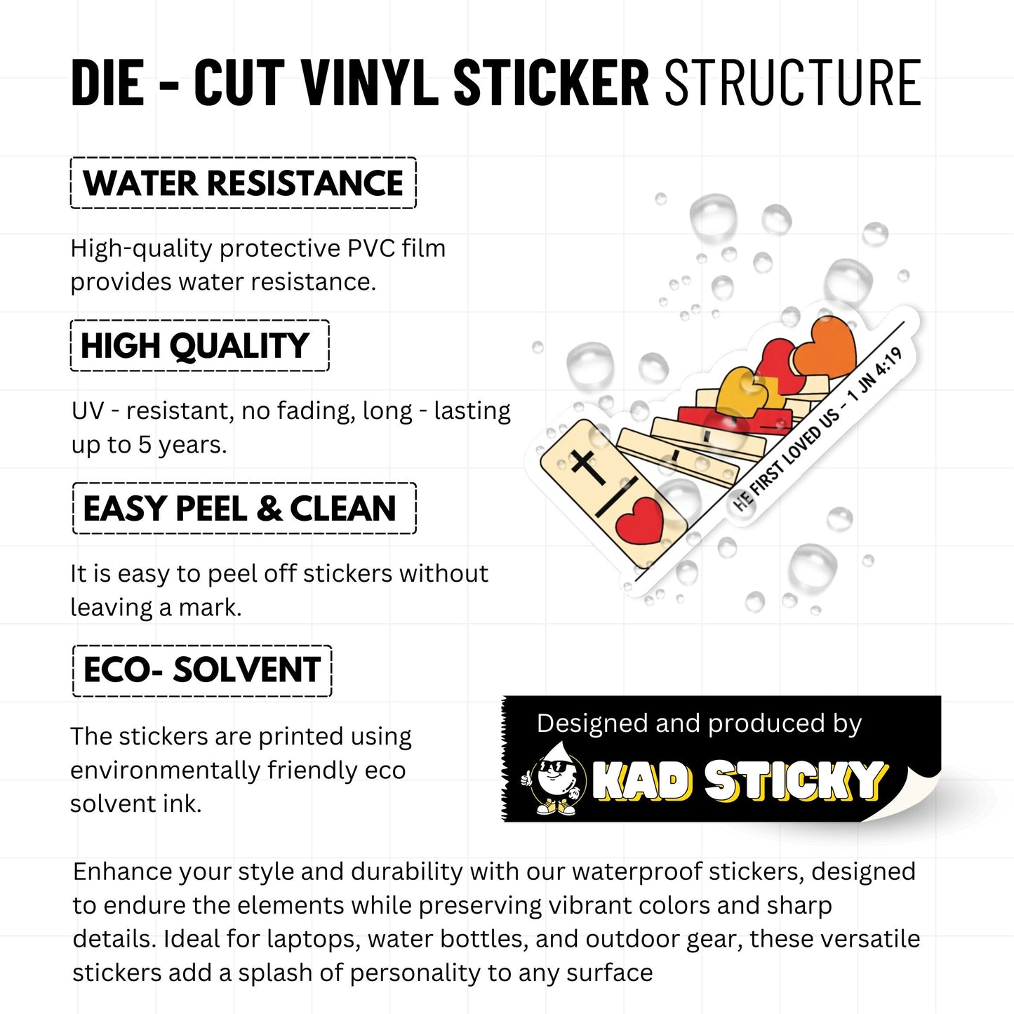 Christian Bible Verse Sticker 1 John 4:19 He First Loved Us Pop Art