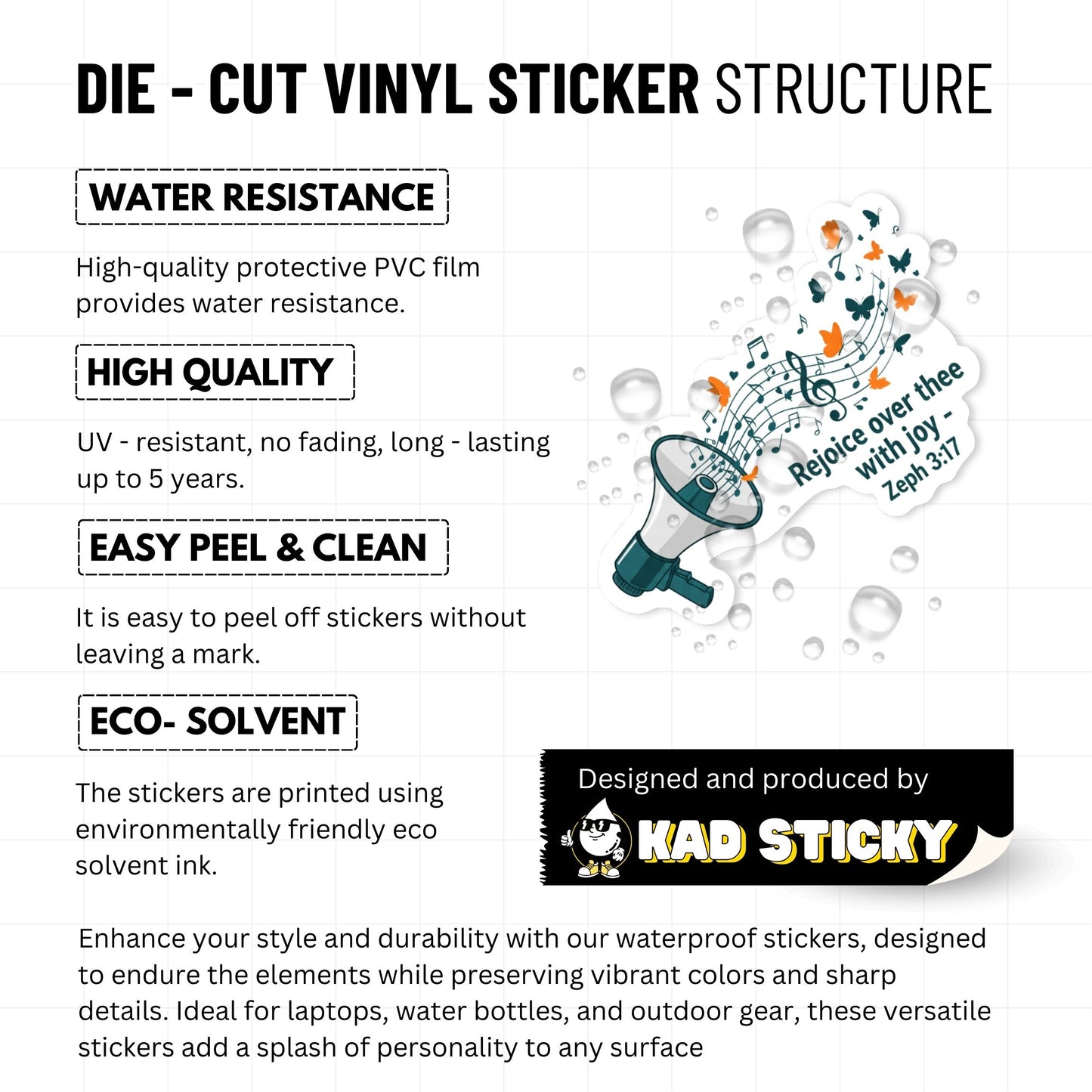 Zephaniah 3:17 Christian Faith Sticker - Rejoice Retro Aesthetic