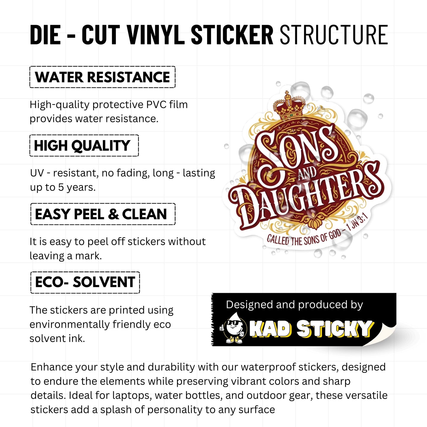 1 John 3:1 Christian Bible Verse Sticker - Royal Seal Faith Design