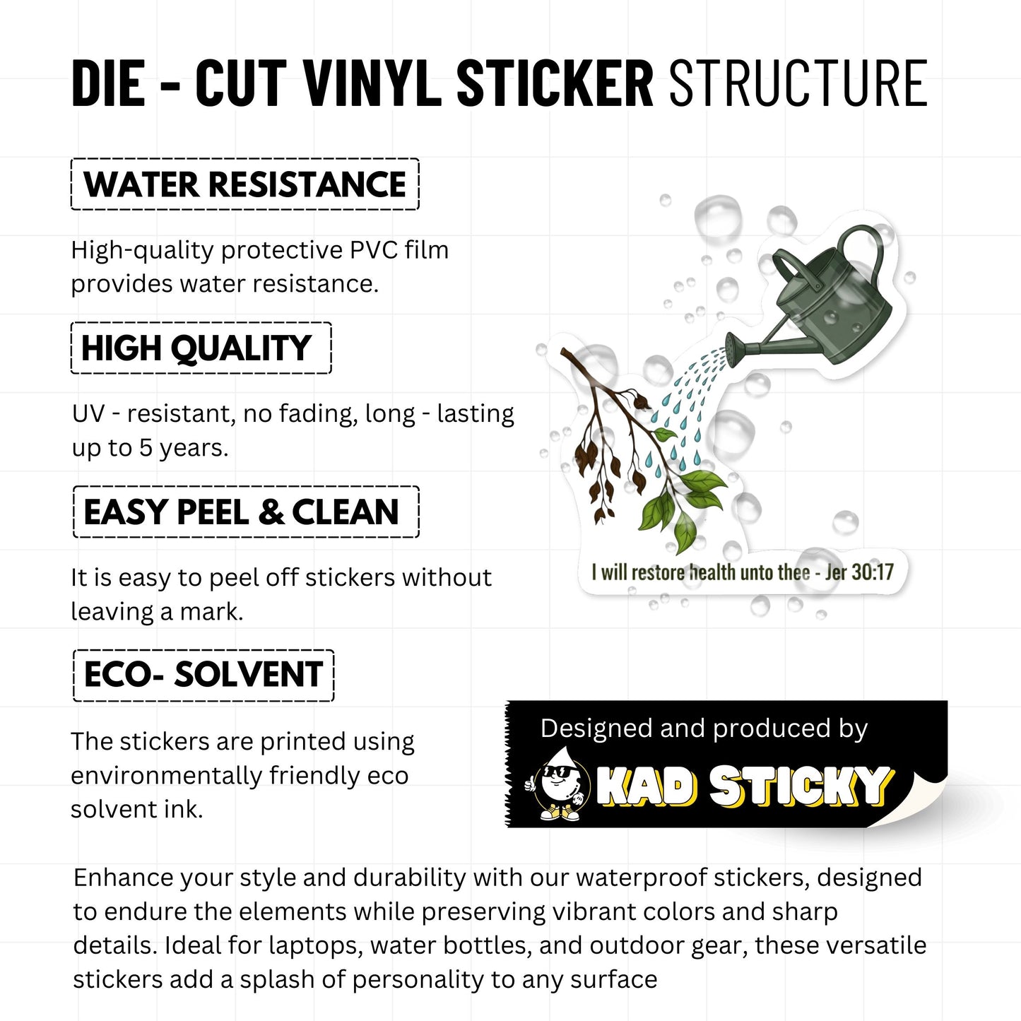 Jeremiah 30:17 Sticker - I Will Restore Health Bible Verse Decal