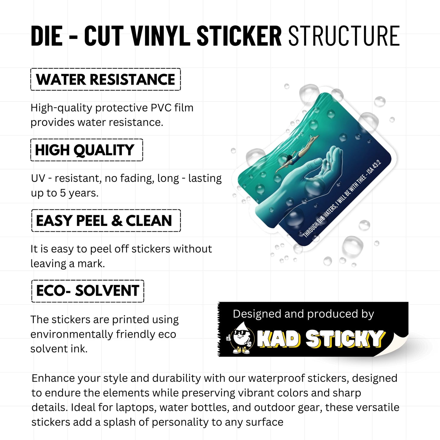 Isaiah 43:2 Bible Verse Sticker - Through the Waters Aesthetic