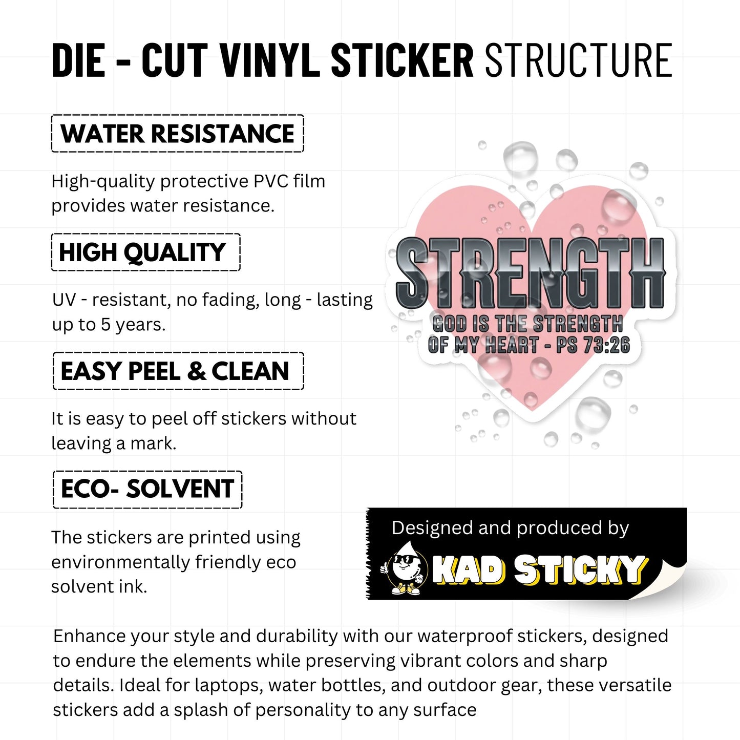 Psalm 73 26 Bible Verse Sticker God Strength Heart Vinyl Decal