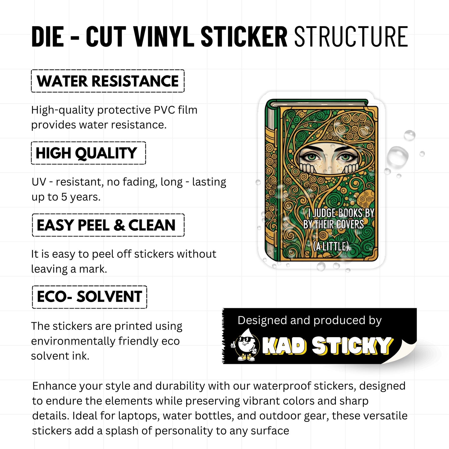 Book Lover Sticker - Art Nouveau I Judge Books by Their Covers