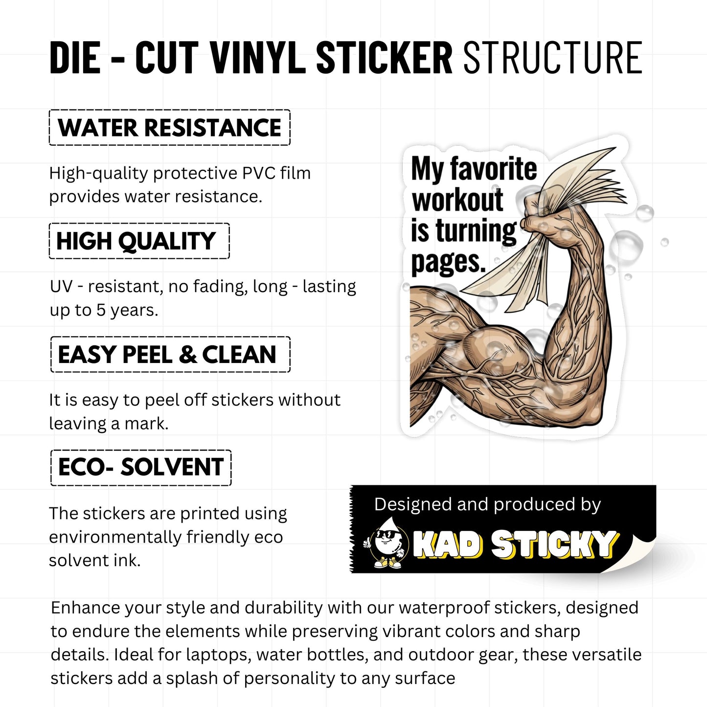 Bookish Sticker - My Favorite Workout Is Turning Pages Vintage Vinyl