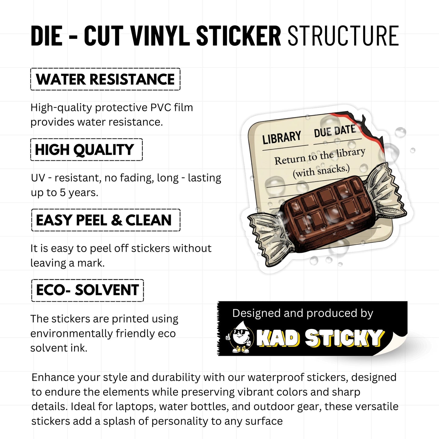 Bookish Stickers - Return to the Library Card Snacks Decal