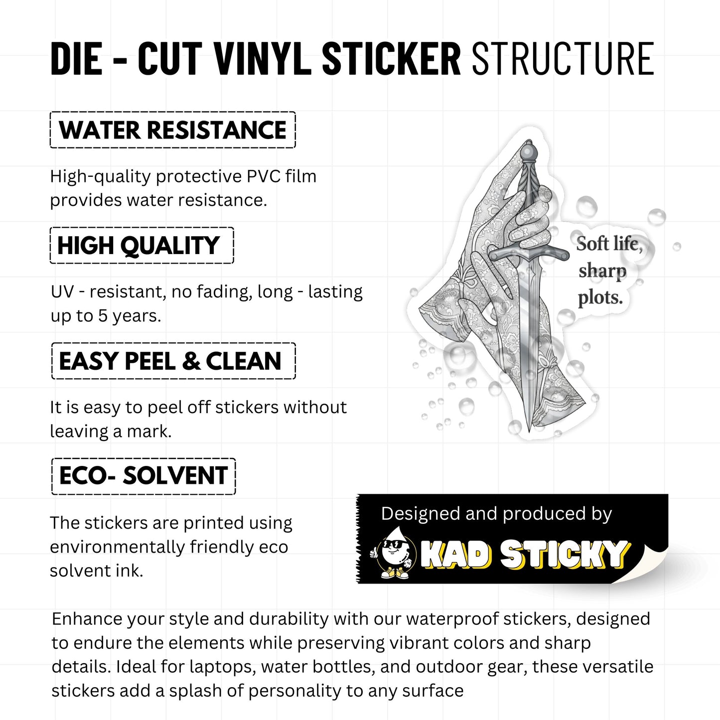 Bookish Sticker - Soft Life Sharp Plots Romantic Thriller Design