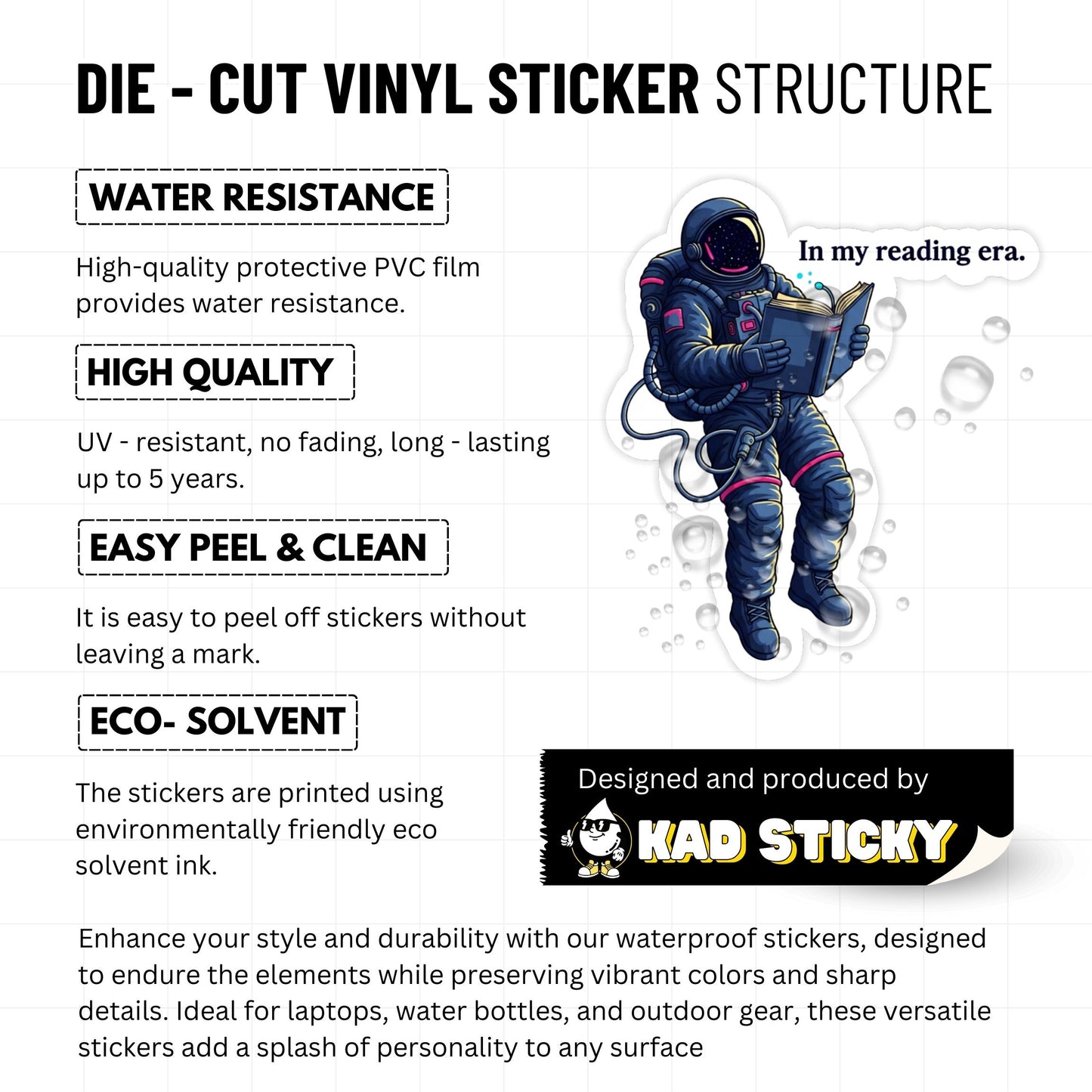 Bookish Sticker - In My Reading Era Astronaut - Matte Vinyl