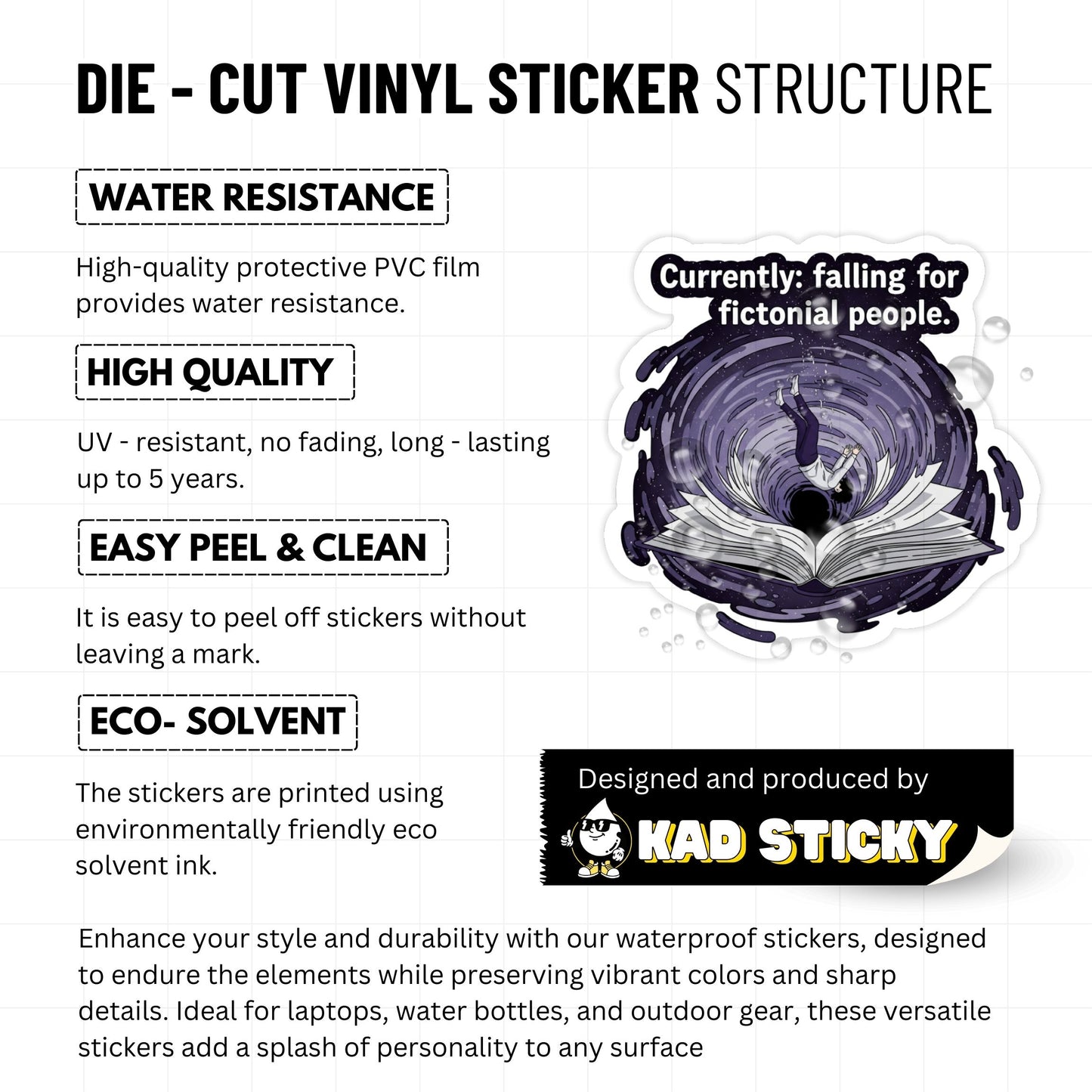 Falling for Fictional Characters Sticker - Bookish Surrealist Decal