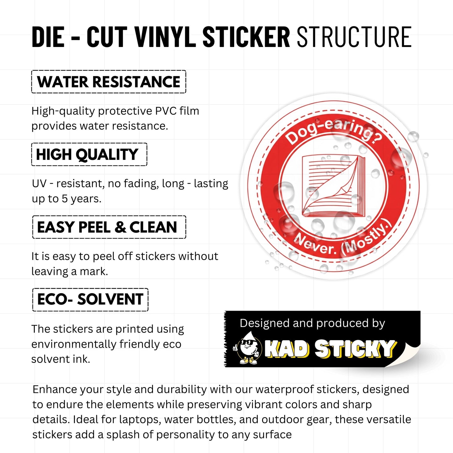 Book Lover Sticker - Funny Dog-Earing Never (Mostly) Vinyl Decal