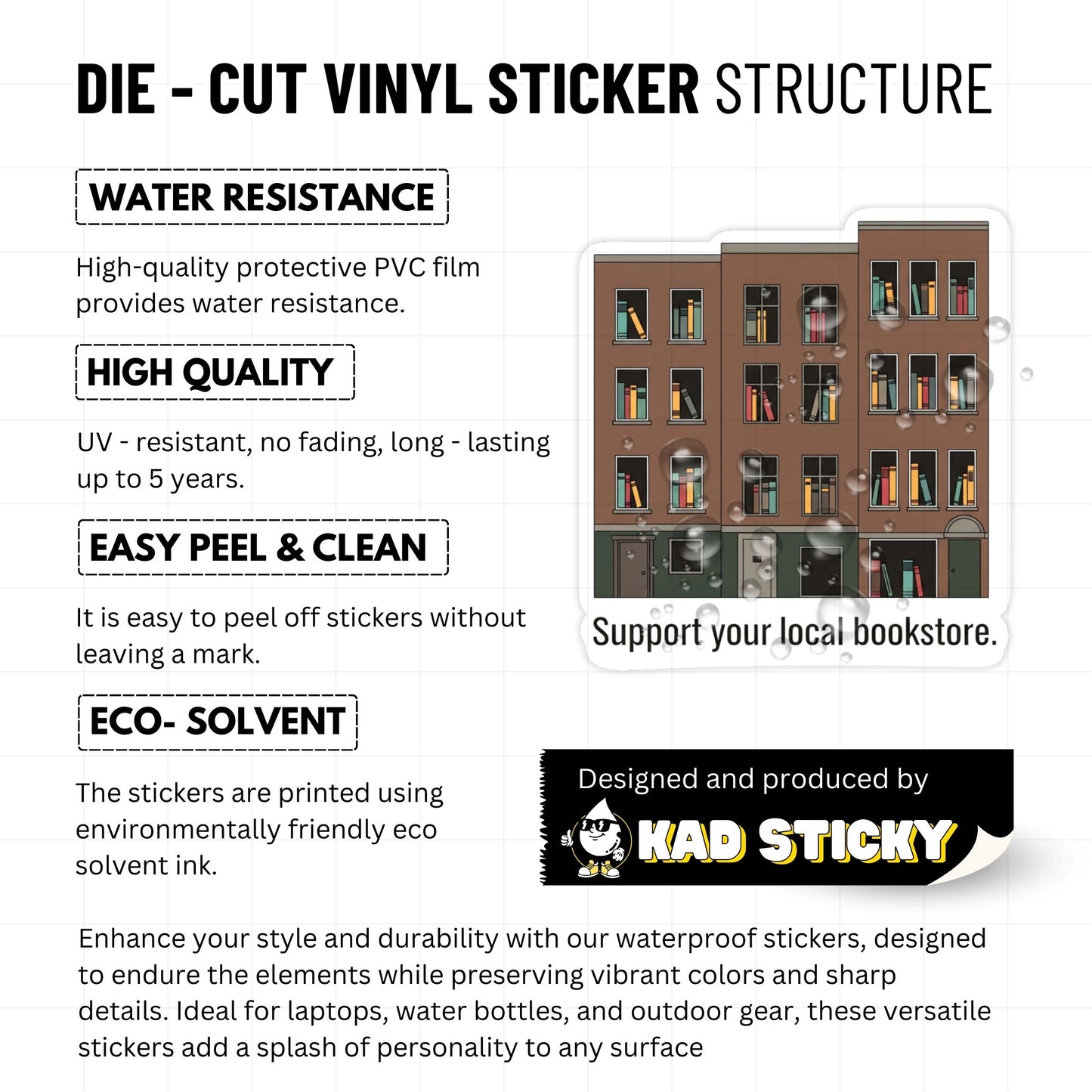 Support Your Local Bookstore Sticker - Literary Townhouse Graphic