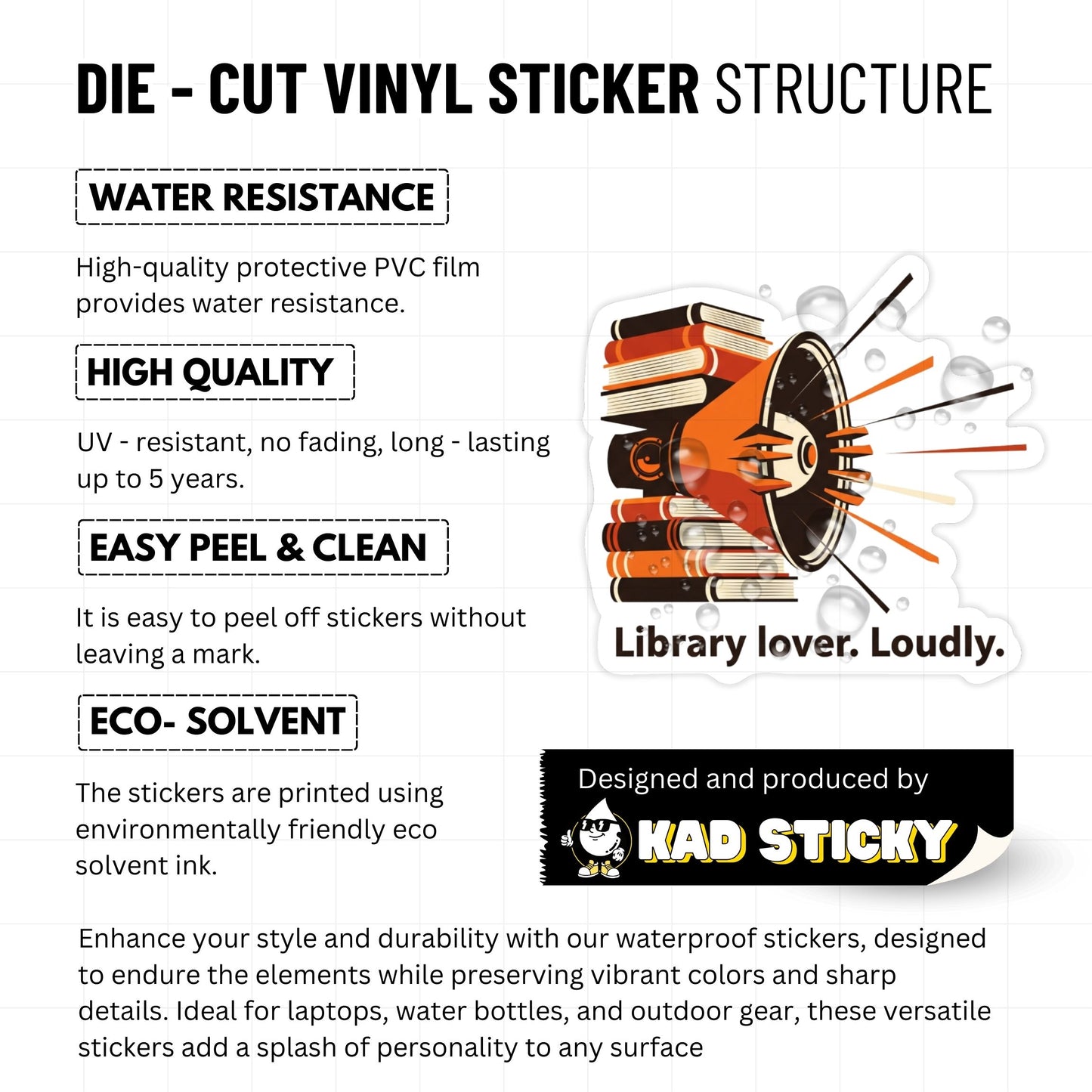 Library Lover Sticker - Loudly Proud Mid-Century Matte Decal