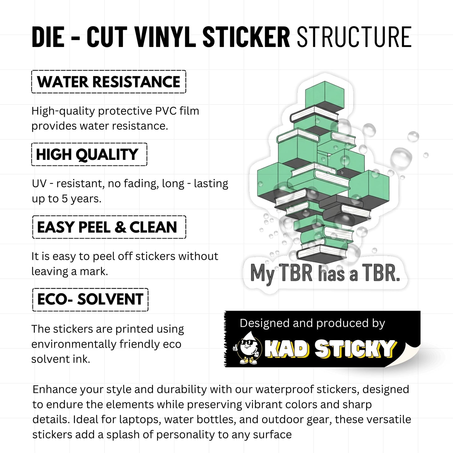 My TBR Has a TBR Bookish Reader Sticker - Modern Geometric Decal