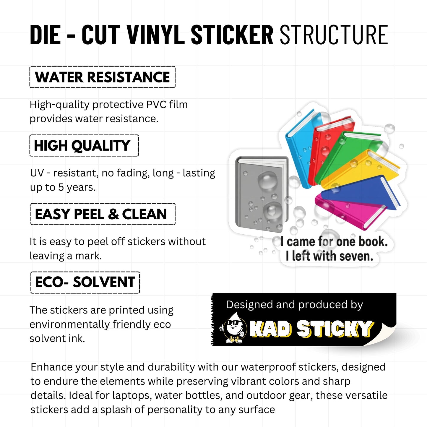 Book Lover Sticker - I Came For One Left With Seven Graphic Decal